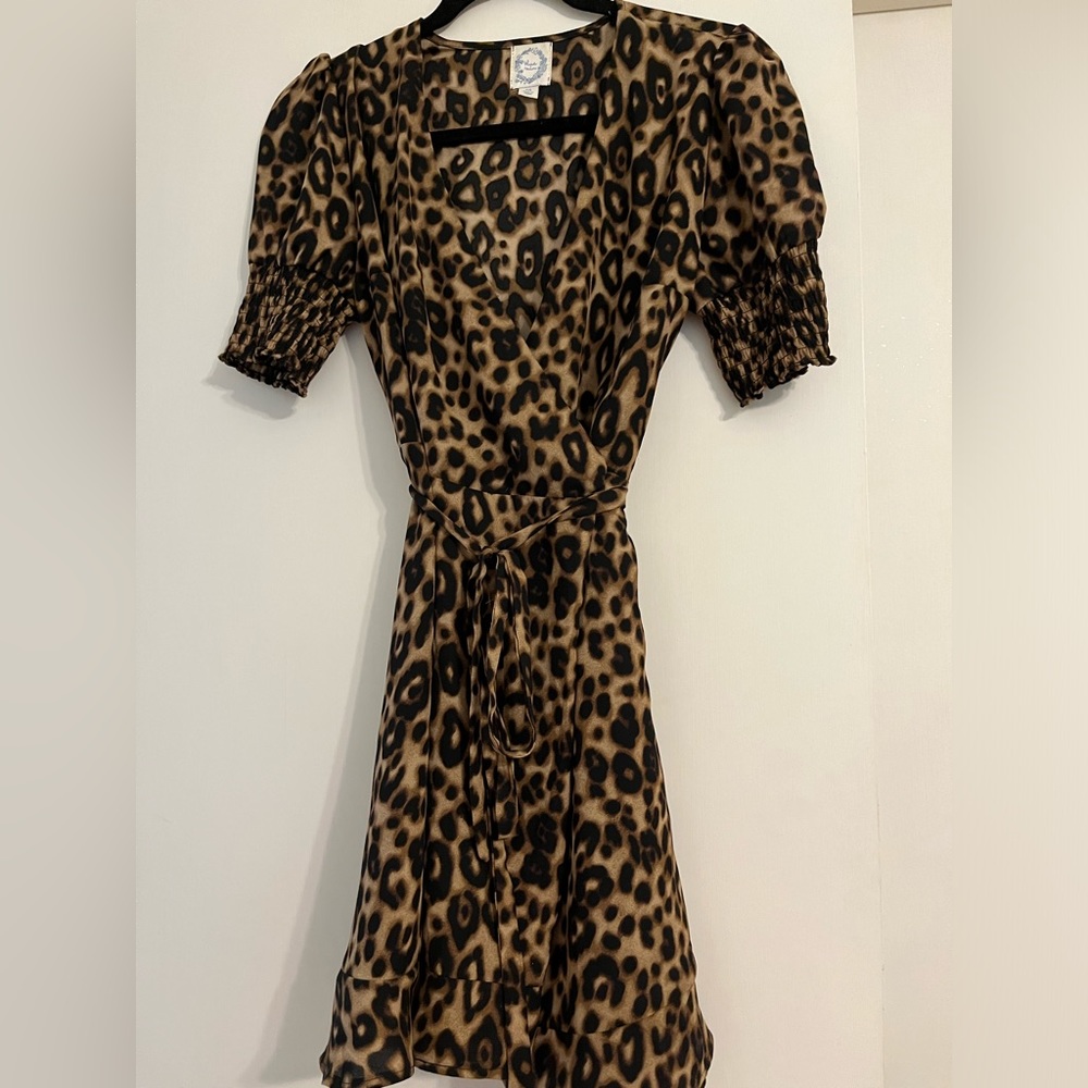Animal print wrap around dress mini